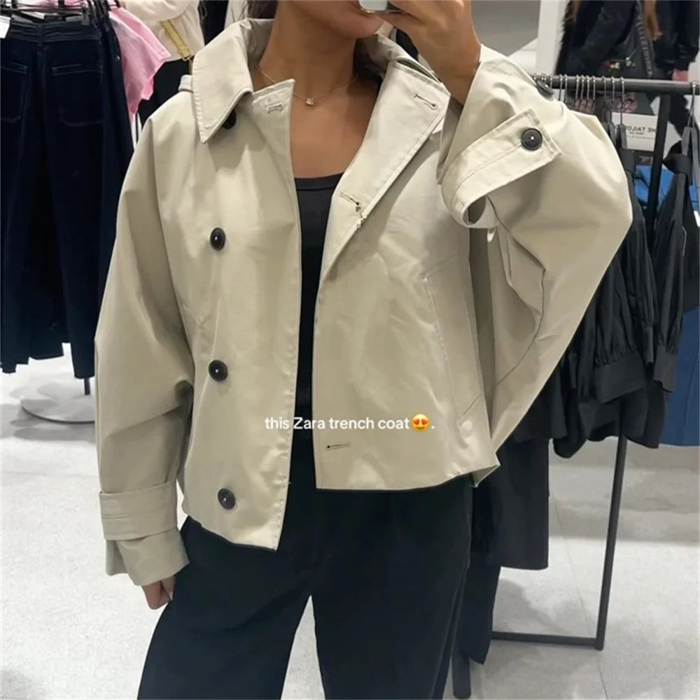 lapel bat style short windbreaker