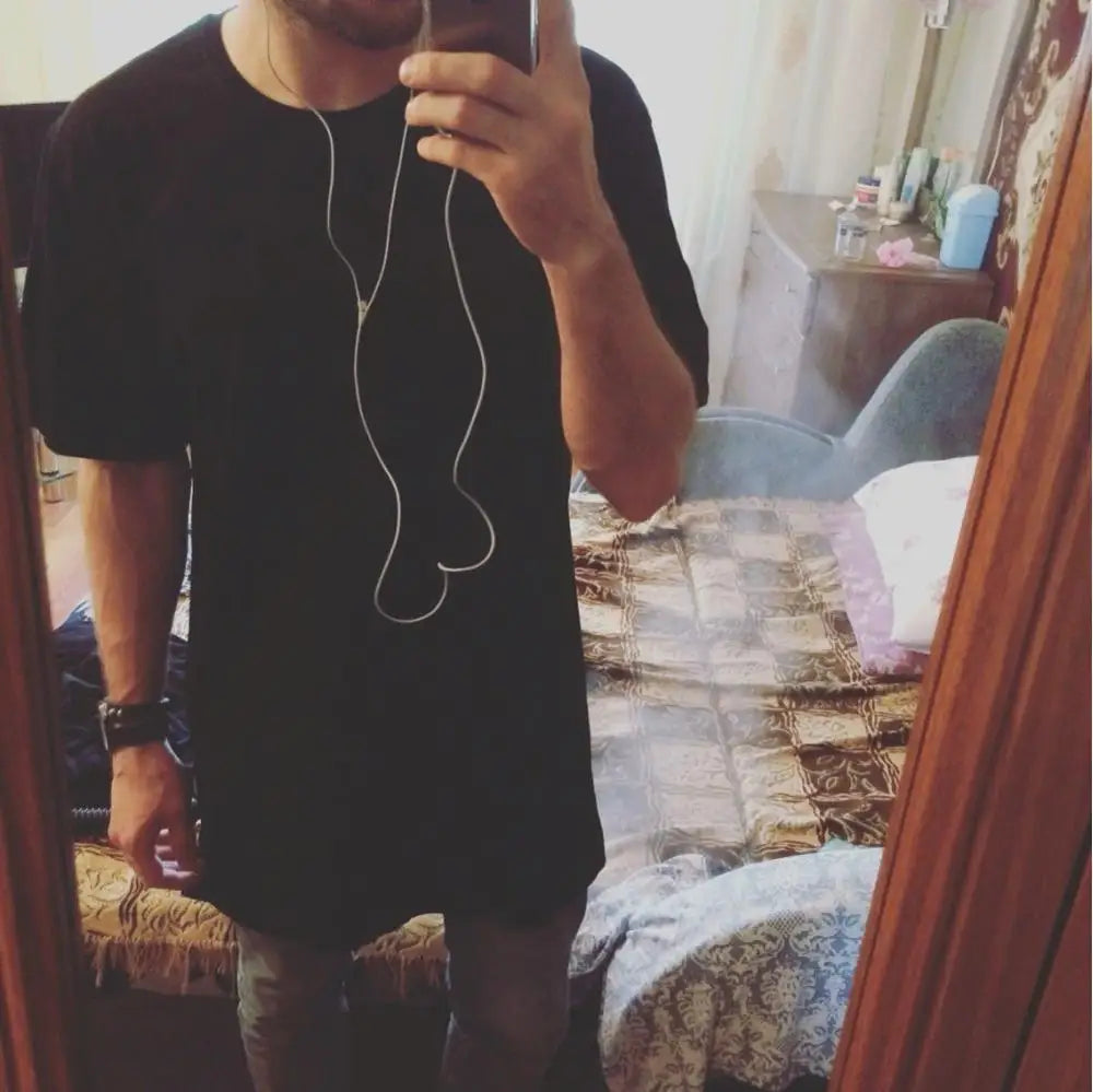 Men's Long T-shirt Tops Hip Hop