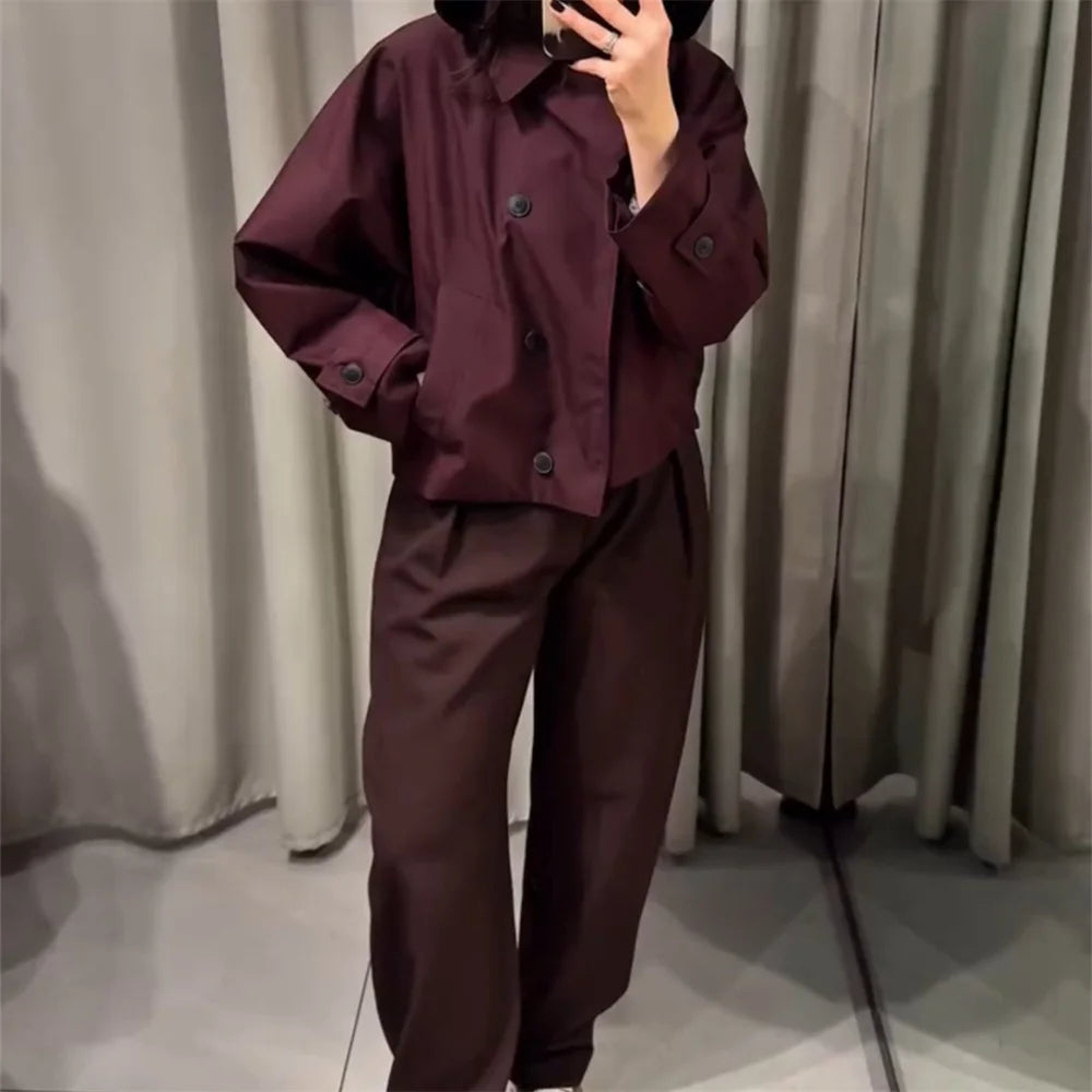 lapel bat style short windbreaker