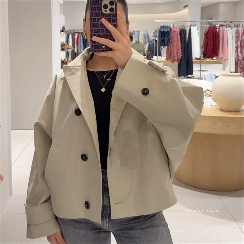lapel bat style short windbreaker