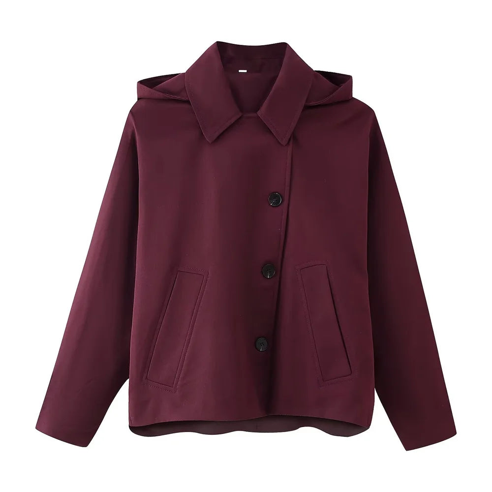 lapel bat style short windbreaker