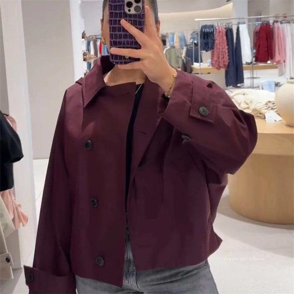 lapel bat style short windbreaker