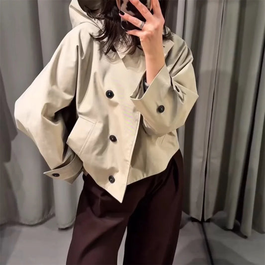 lapel bat style short windbreaker