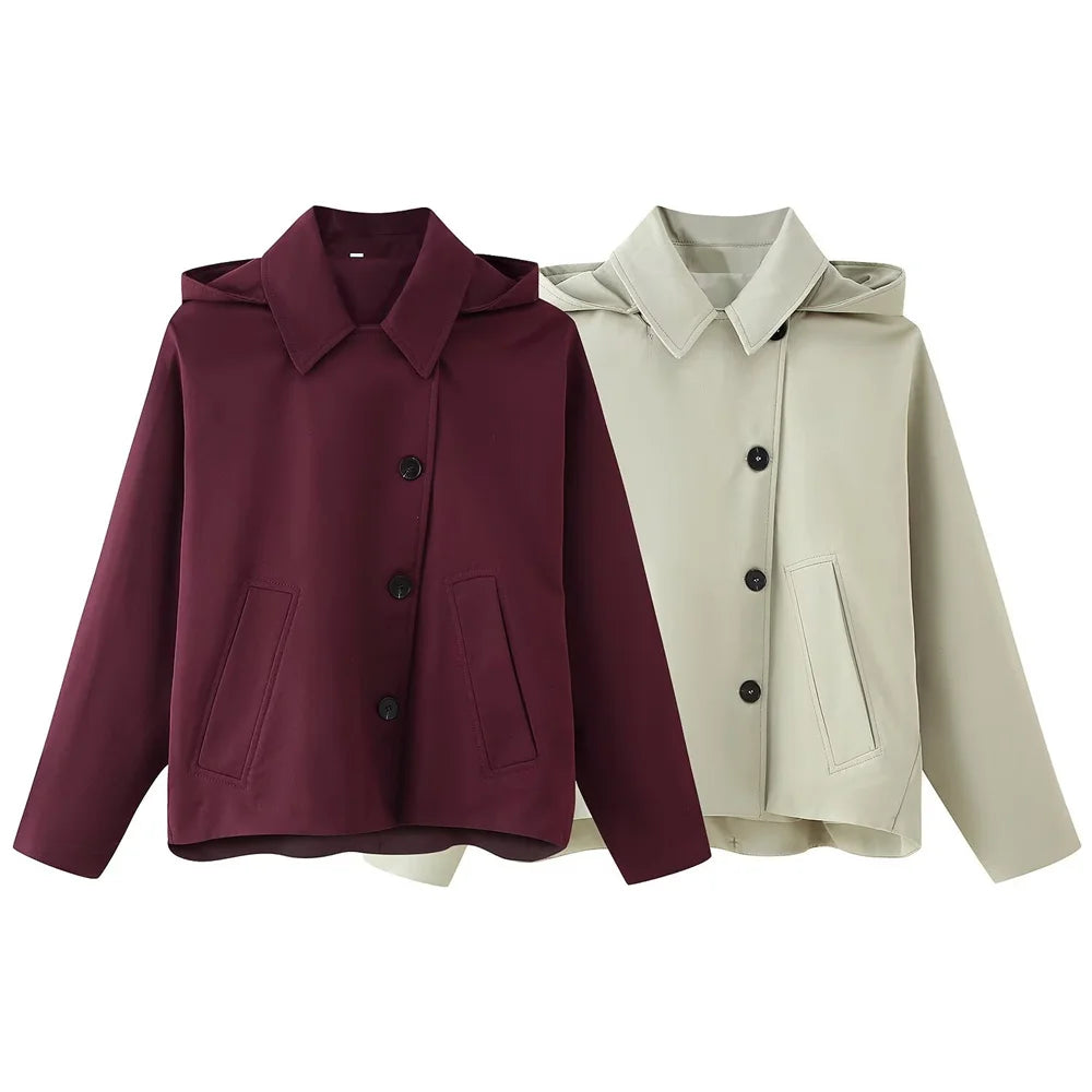 lapel bat style short windbreaker