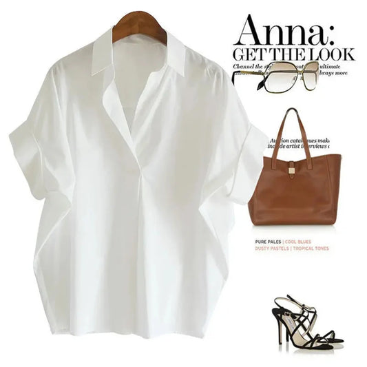 Thin Blouses Shoulder Drop Loose